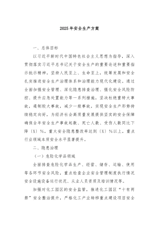 2025年安全生产方案
