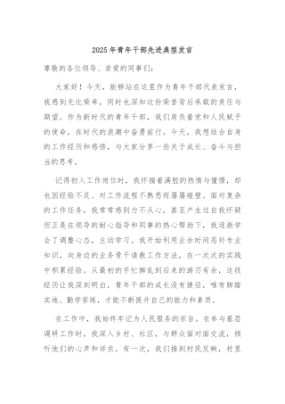 2025年青年干部先进典型发言