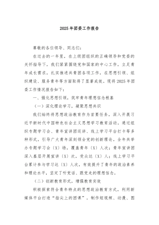 2025年团委工作报告