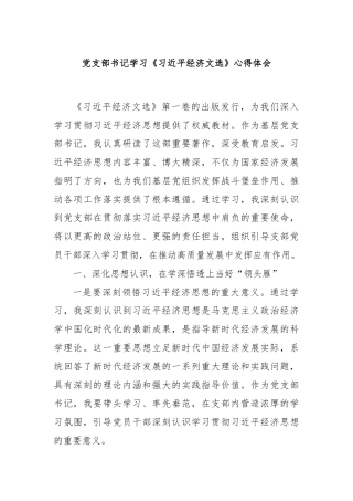 党支部书记学习《总书记经济文选》心得体会