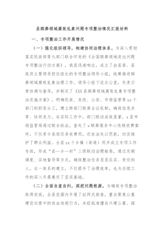 县殡葬领域腐败乱象问题专项整治情况汇报材料