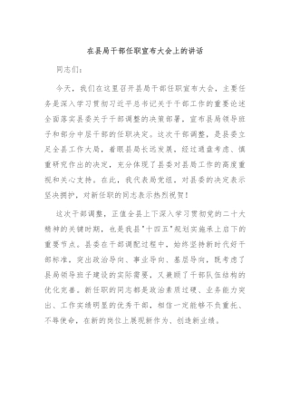在县局干部任职宣布大会上的讲话
