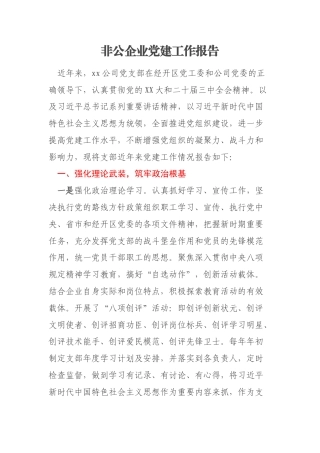 非公企业党建工作报告
