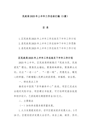 (3篇)民政局2025年上半年工作总结汇编