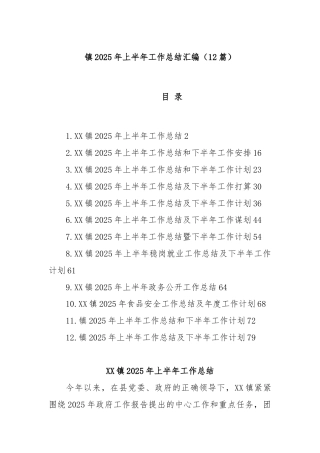 (12篇)镇2025年上半年工作总结汇编