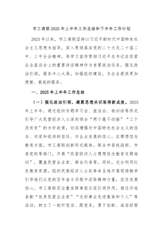 市工商联2025年上半年工作总结和下半年工作计划