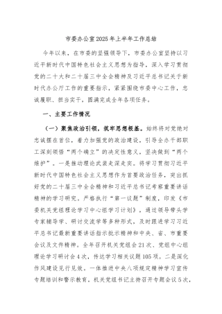 市委办公室2025年上半年工作总结