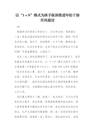 以“1＋N”模式为抓手纵深推进年轻干部作风建设