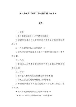 (48篇)2025年6月下半月工作总结汇编