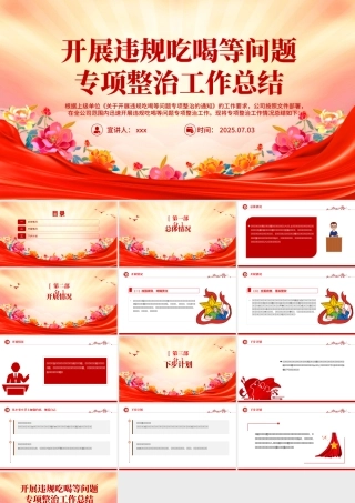 开展违规吃喝等问题专项整治工作总结PPT模板