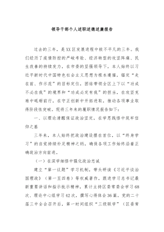 领导干部个人述职述德述廉报告