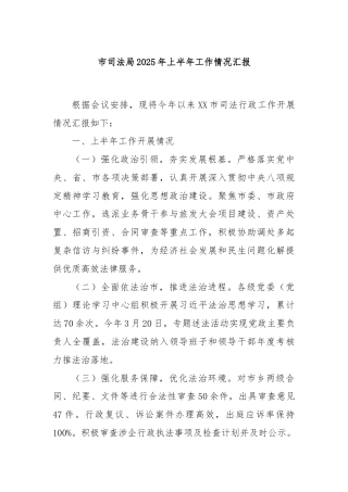 市司法局2025年上半年工作情况汇报