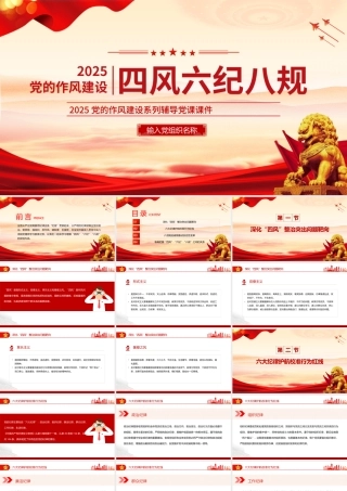 党课PPT课件：四风六纪八规党的作风建设