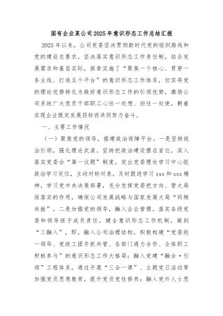 国有企业某公司2025年意识形态工作总结汇报