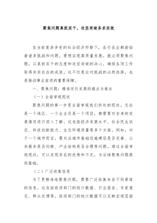 聚焦问题真抓实干，攻坚突破务求实效
