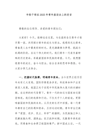 年轻干部在2025年青年座谈会上的发言