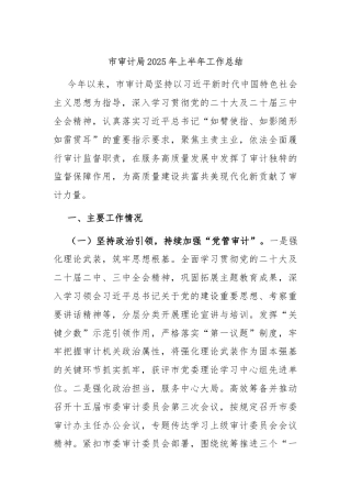 市审计局2025年上半年工作总结