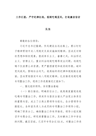工作汇报：严守纪律红线，抵制吃喝歪风，打造廉洁信访队伍