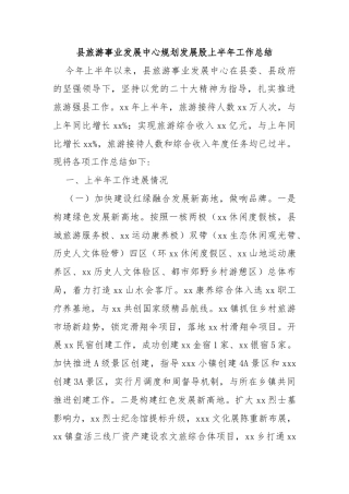 县旅游事业发展中心规划发展股上半年工作总结