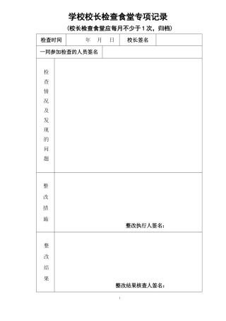 学校食堂各种检查记录表格表册