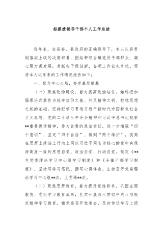 拟提拔领导干部个人工作总结
