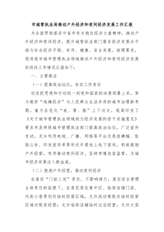 市城管执法局推动户外经济和夜间经济发展工作汇报