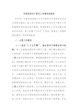 市委党校关于青年工作情况的报告