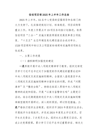 信创项目部2025年上半年工作总结
