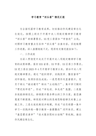 学习教育“回头看”情况汇报