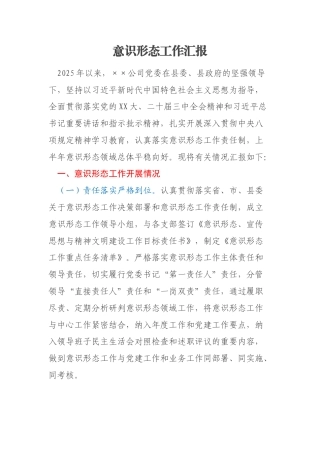 意识形态工作汇报