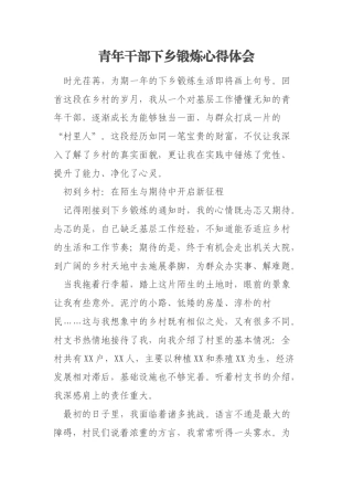 青年干部下乡锻炼心得体会
