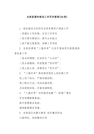 (30例)自然资源和规划工作写作提纲