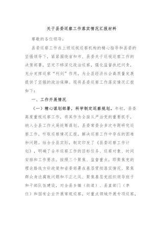 关于县委巡察工作落实情况汇报材料