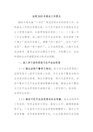 法院2025年普法工作要点