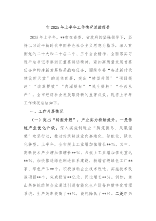 市2025年上半年工作情况总结报告