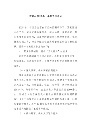 市委办2025年上半年工作总结