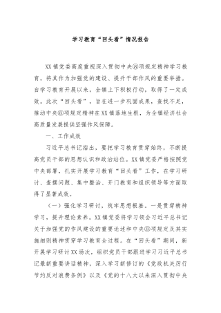 学习教育“回头看”情况报告