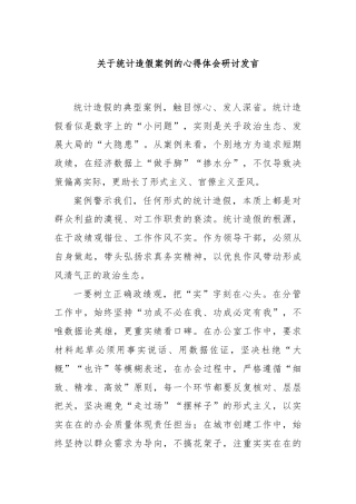 关于统计造假案例的心得体会研讨发言