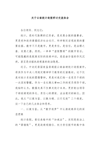 关于云南统计造假研讨交流体会