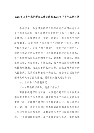 2025年上半年意识形态工作总结及2025年下半年工作打算