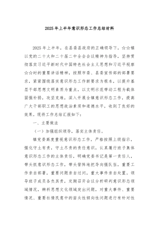 2025 年上半年意识形态工作总结材料