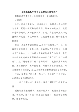 副校长在任职宣布会上的表态发言材料