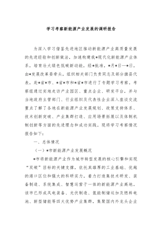 学习考察新能源产业发展的调研报告