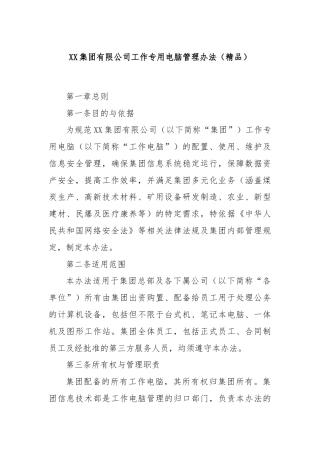 XX集团有限公司工作专用电脑管理办法（精品）