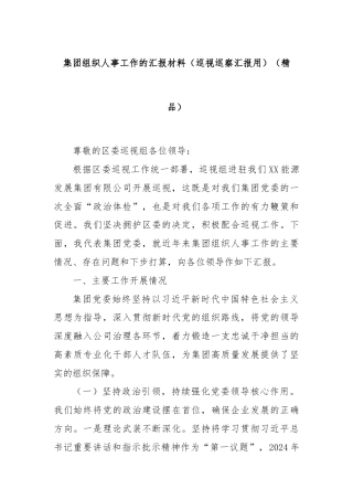 集团组织人事工作的汇报材料（巡视巡察汇报用）（精品）