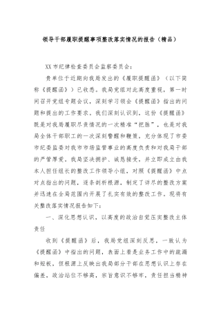 领导干部履职提醒事项整改落实情况的报告（精品）
