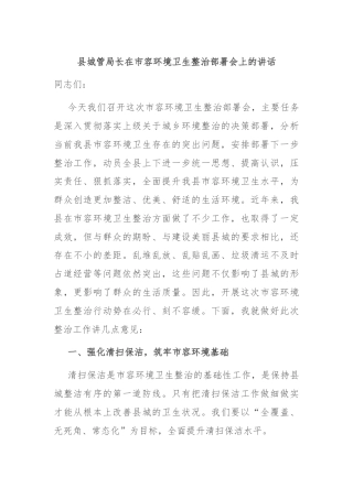 县城管局长在市容环境卫生整治部署会上的讲话