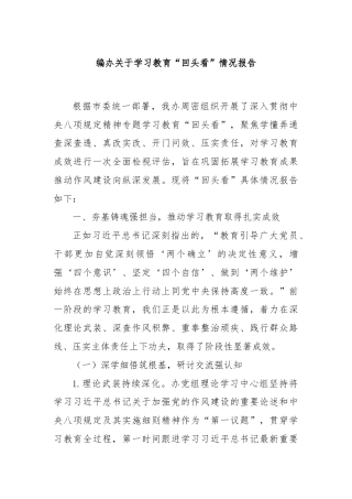 编办关于学习教育“回头看”情况报告