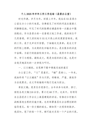 个人2025年半年工作工作总结（县委办公室）