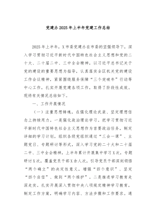 党建办2025年上半年党建工作总结
